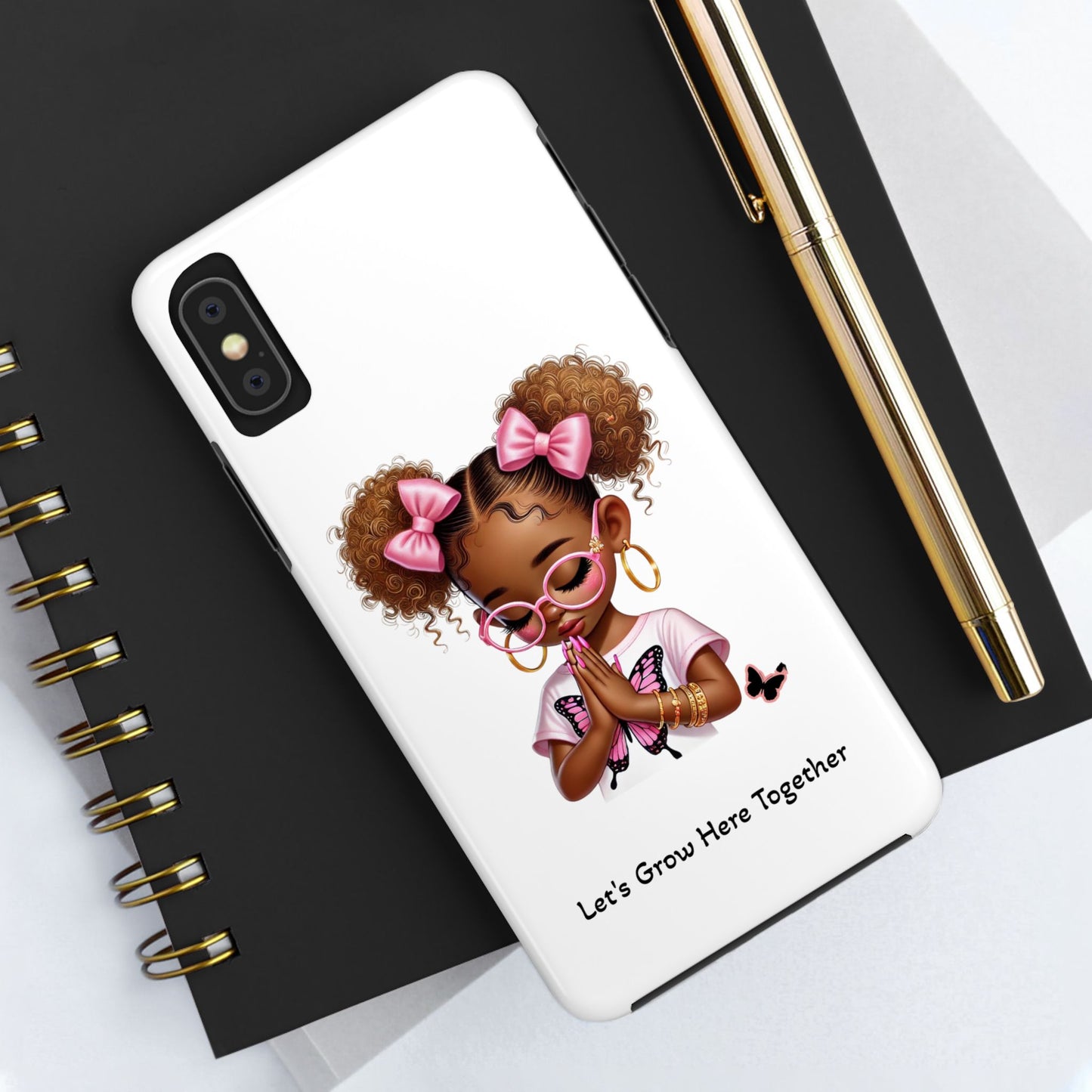 Cute Inspirational Phone Case, Tough Phone Cases, Personalized Gift, Butterfly Design, Kids & Teens, Empowerment Gifts