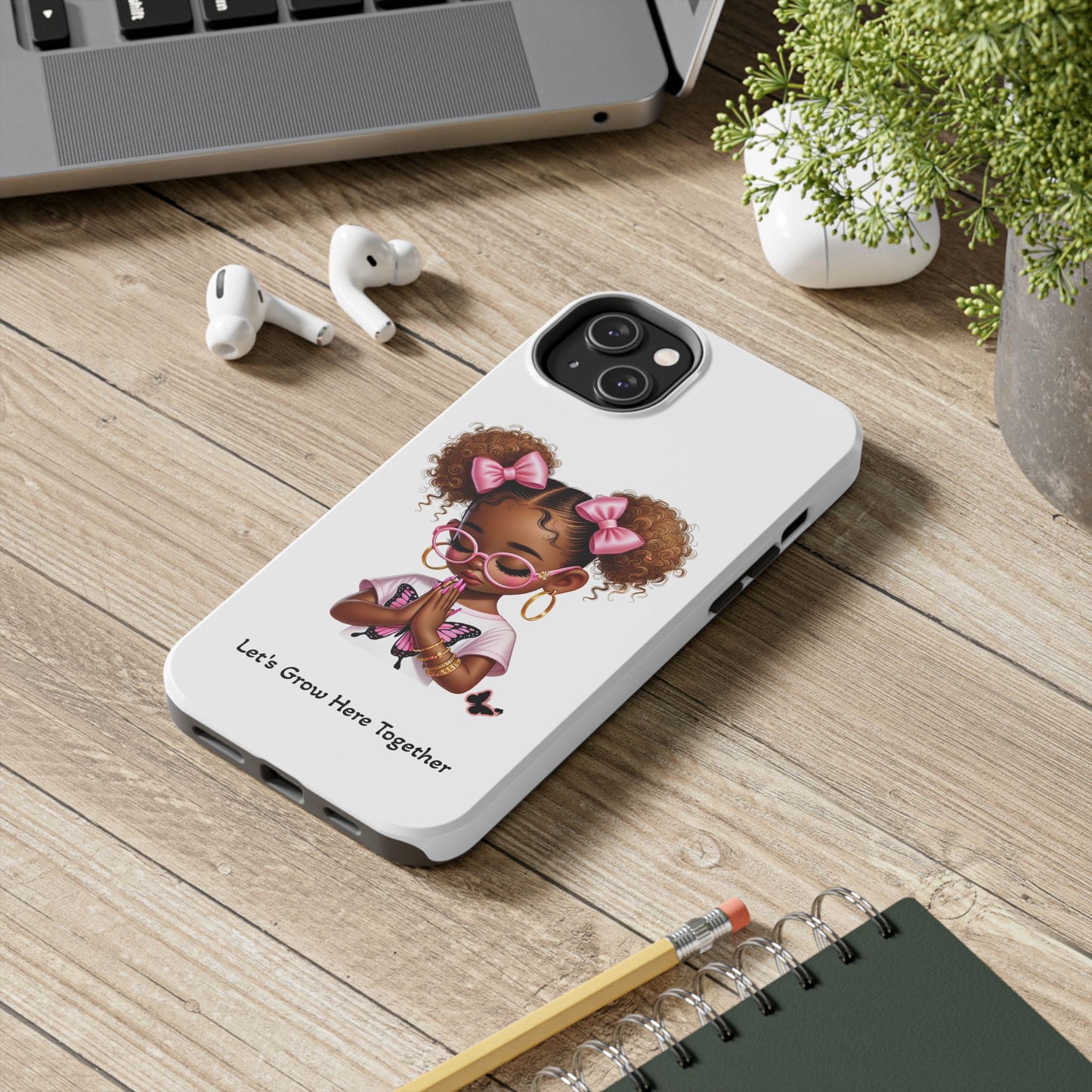 Cute Inspirational Phone Case, Tough Phone Cases, Personalized Gift, Butterfly Design, Kids & Teens, Empowerment Gifts
