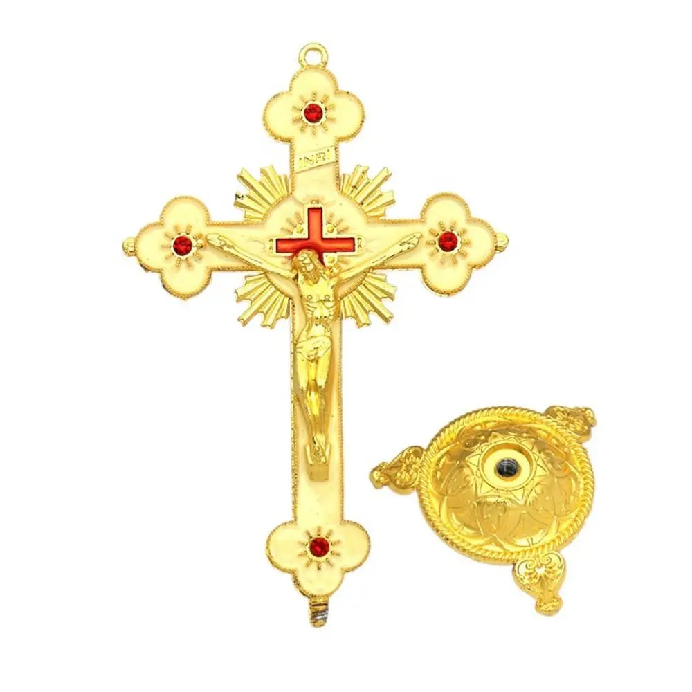 Gold Catholic INRI Budded Wall Crosses Christian Latin Cross Fleuree Prayer Church Decor Hanging Crucifix