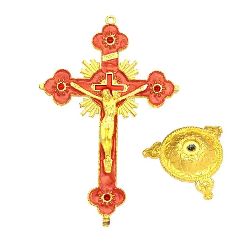 Gold Catholic INRI Budded Wall Crosses Christian Latin Cross Fleuree Prayer Church Decor Hanging Crucifix
