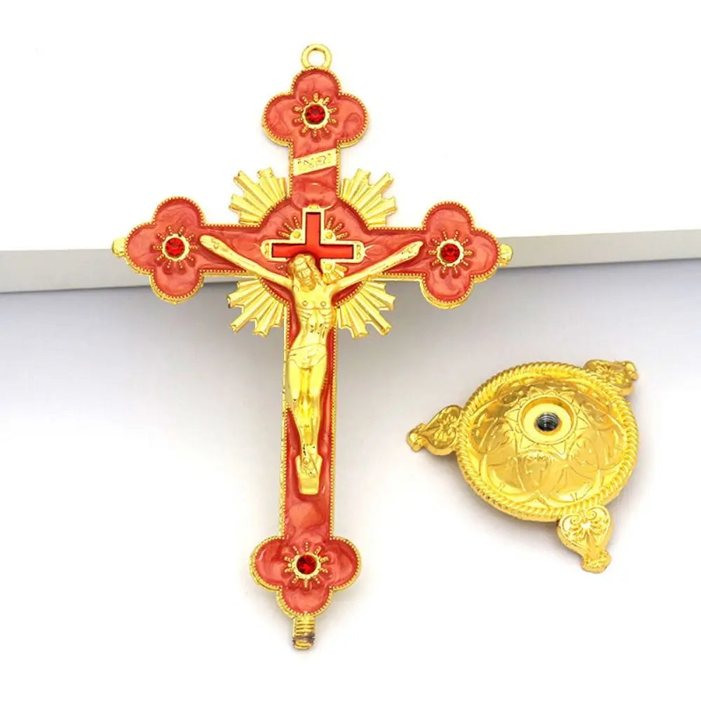 Gold Catholic INRI Budded Wall Crosses Christian Latin Cross Fleuree Prayer Church Decor Hanging Crucifix