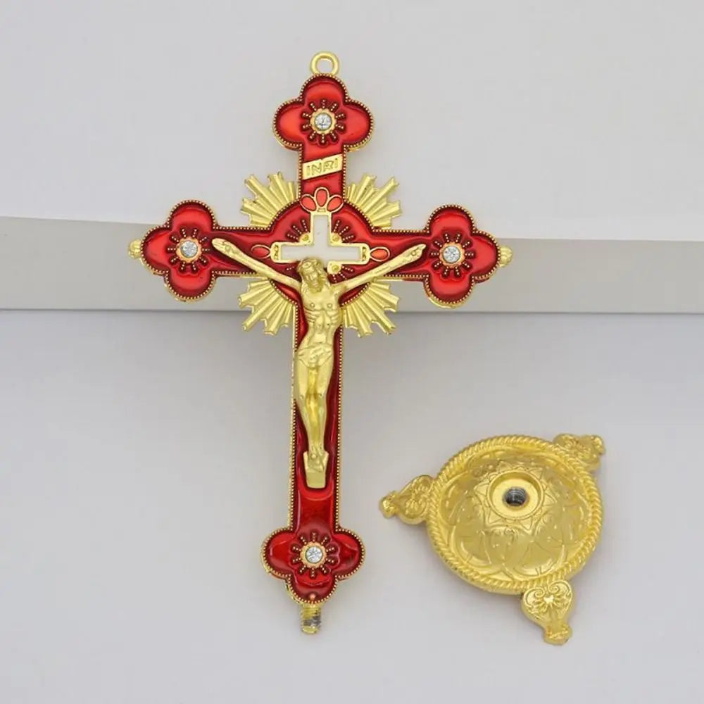Gold Catholic INRI Budded Wall Crosses Christian Latin Cross Fleuree Prayer Church Decor Hanging Crucifix