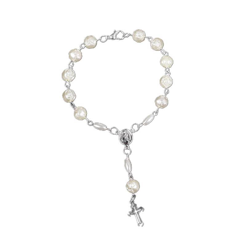 Rosary Beads Catholic for Women Rosary Bracelet for Cross Charms Religious Bracelets Catholic Gifts Car Rearview Mirror