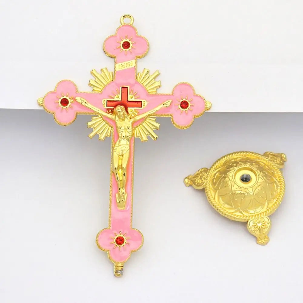 Gold Catholic INRI Budded Wall Crosses Christian Latin Cross Fleuree Prayer Church Decor Hanging Crucifix