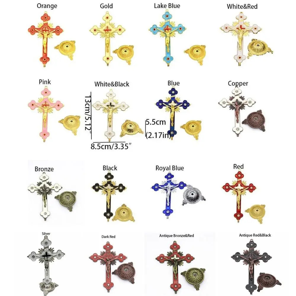 Gold Catholic INRI Budded Wall Crosses Christian Latin Cross Fleuree Prayer Church Decor Hanging Crucifix