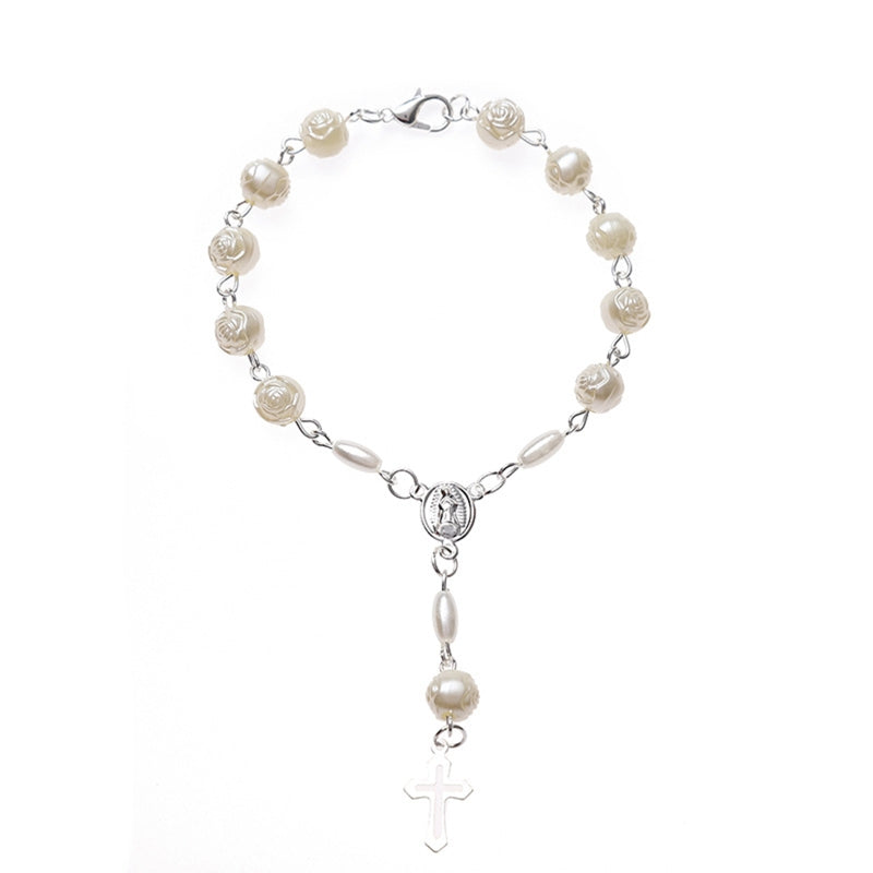 Rosary Beads Catholic for Women Rosary Bracelet for Cross Charms Religious Bracelets Catholic Gifts Car Rearview Mirror