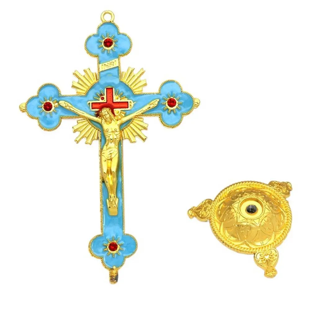 Gold Catholic INRI Budded Wall Crosses Christian Latin Cross Fleuree Prayer Church Decor Hanging Crucifix
