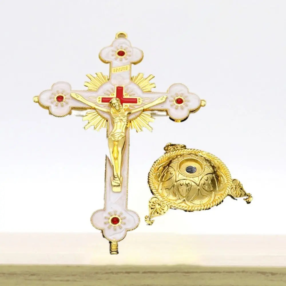 Gold Catholic INRI Budded Wall Crosses Christian Latin Cross Fleuree Prayer Church Decor Hanging Crucifix