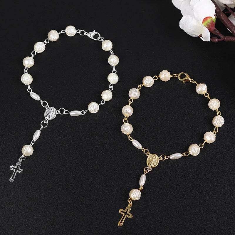 Rosary Beads Catholic for Women Rosary Bracelet for Cross Charms Religious Bracelets Catholic Gifts Car Rearview Mirror