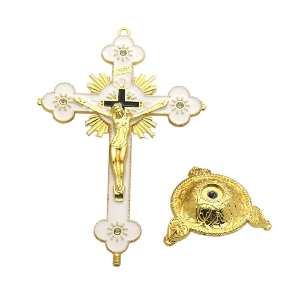 Gold Catholic INRI Budded Wall Crosses Christian Latin Cross Fleuree Prayer Church Decor Hanging Crucifix
