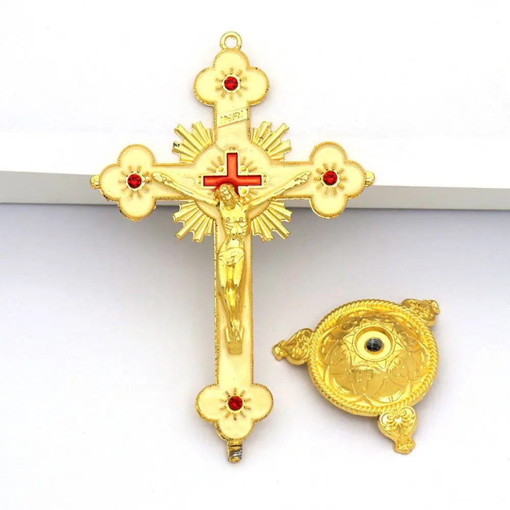 Gold Catholic INRI Budded Wall Crosses Christian Latin Cross Fleuree Prayer Church Decor Hanging Crucifix
