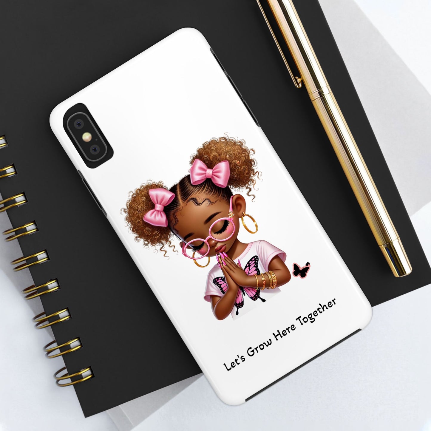 Cute Inspirational Phone Case, Tough Phone Cases, Personalized Gift, Butterfly Design, Kids & Teens, Empowerment Gifts