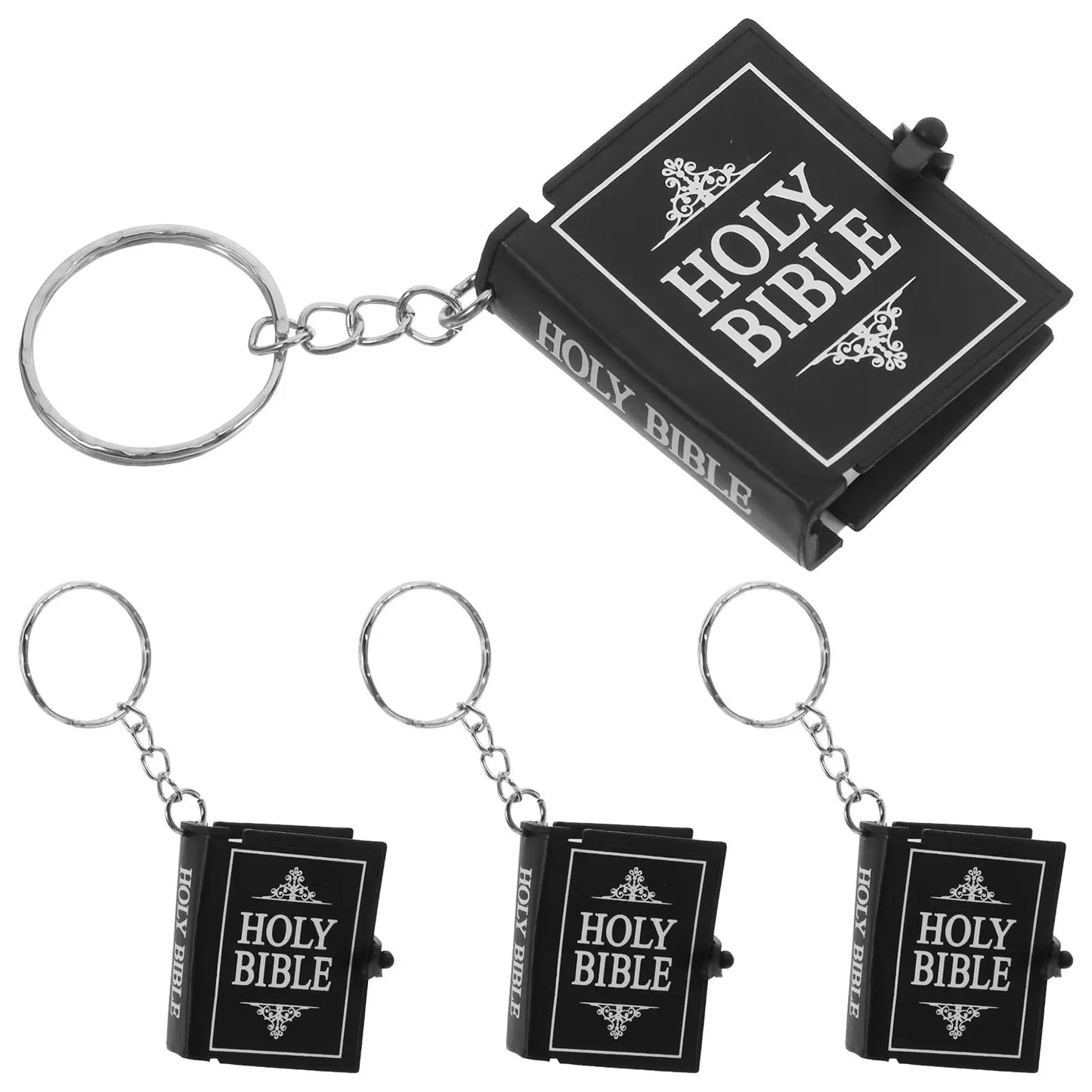 4 Pcs Mini Scripture Keychain Bible Verse Christian Miniature Books Inspirational Keychain Hanging Keychain Book Pendant Keyring
