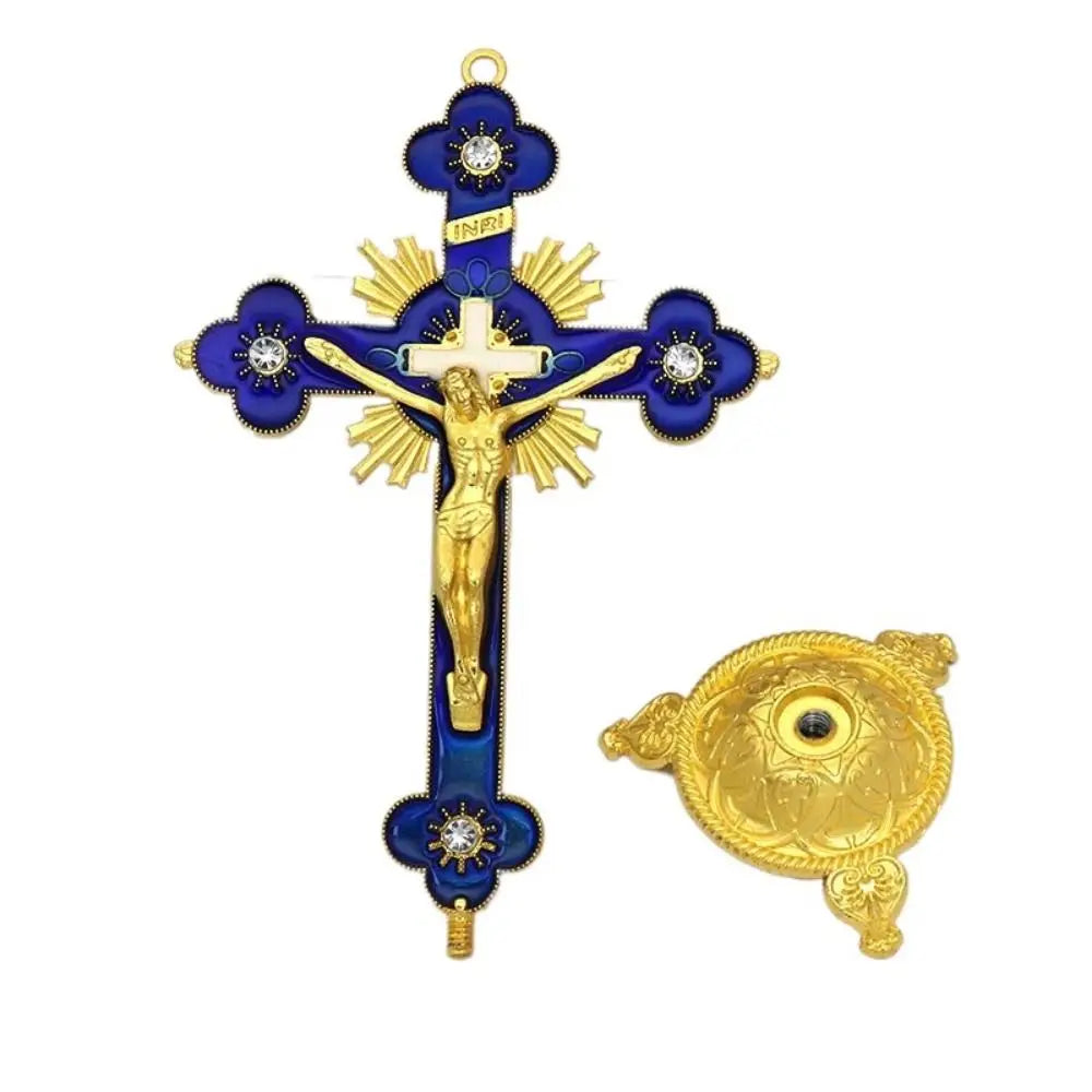 Gold Catholic INRI Budded Wall Crosses Christian Latin Cross Fleuree Prayer Church Decor Hanging Crucifix