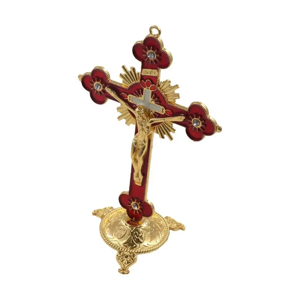 Gold Catholic INRI Budded Wall Crosses Christian Latin Cross Fleuree Prayer Church Decor Hanging Crucifix