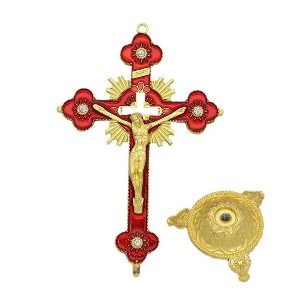 Gold Catholic INRI Budded Wall Crosses Christian Latin Cross Fleuree Prayer Church Decor Hanging Crucifix
