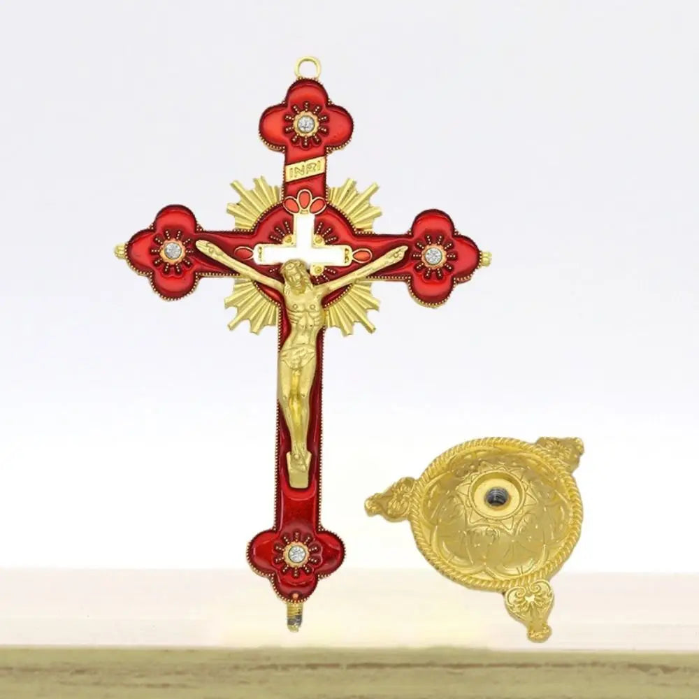 Gold Catholic INRI Budded Wall Crosses Christian Latin Cross Fleuree Prayer Church Decor Hanging Crucifix
