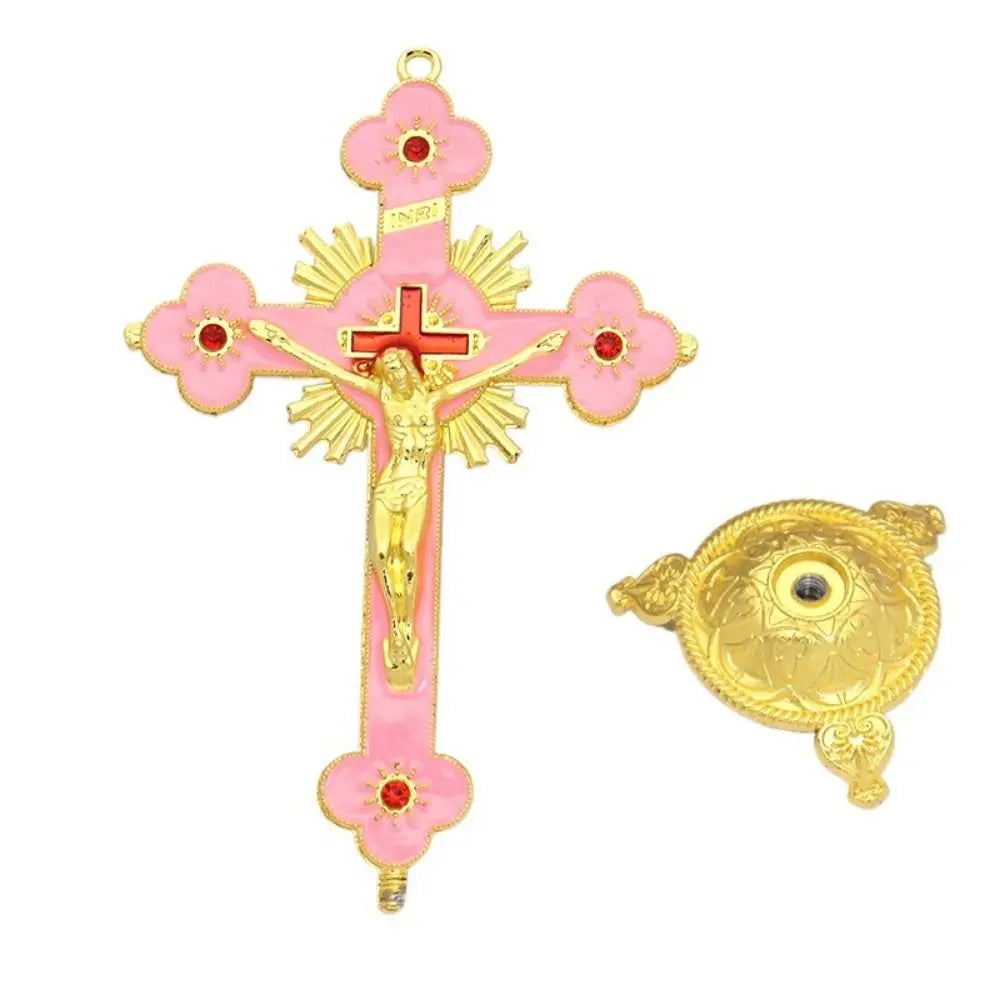 Gold Catholic INRI Budded Wall Crosses Christian Latin Cross Fleuree Prayer Church Decor Hanging Crucifix