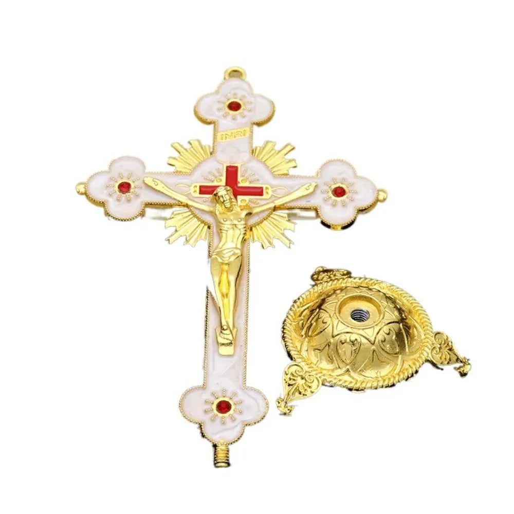 Gold Catholic INRI Budded Wall Crosses Christian Latin Cross Fleuree Prayer Church Decor Hanging Crucifix