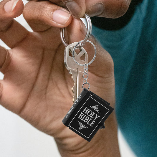 4 Pcs Mini Scripture Keychain Bible Verse Christian Miniature Books Inspirational Keychain Hanging Keychain Book Pendant Keyring