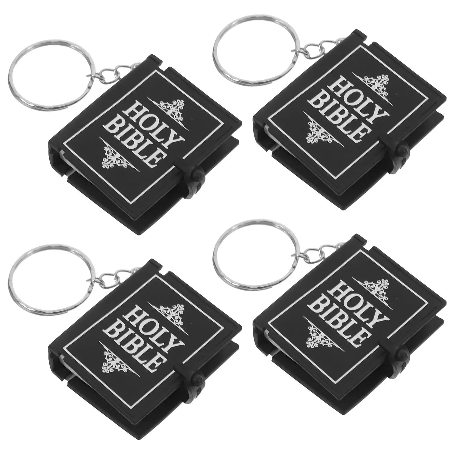 4 Pcs Mini Scripture Keychain Bible Verse Christian Miniature Books Inspirational Keychain Hanging Keychain Book Pendant Keyring